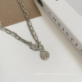 Hot Selling Double Chain Simple Beauty Face Sunflower Necklace